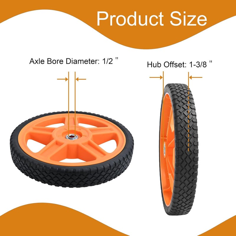 Antanker Lawn Mower Wheels, 14 inch Push Mower Plastic Wheels with Bolts & Nuts Fits Most Standard Lawn Mower Cart(2 Pack) - Image 4